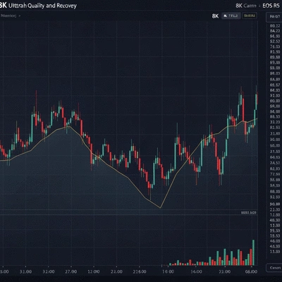Cryptocurrency market chart showing a significant downturn with recovering trend, no text, no words, no typography