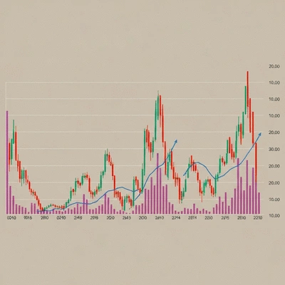Chart depicting historical cryptocurrency price data over time