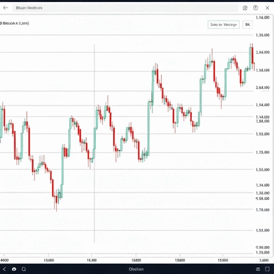 Bitcoin price chart showing volatility with upward and downward trends