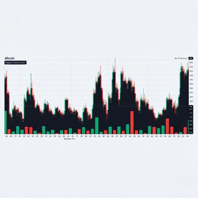 Cryptocurrency market volatility chart with altcoins showing sharp declines