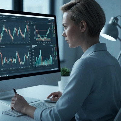 Person analyzing cryptocurrency charts on a computer with a focus on investment strategies
