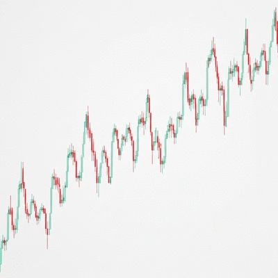 Cryptocurrency market chart with upward and downward spikes, representing volatility