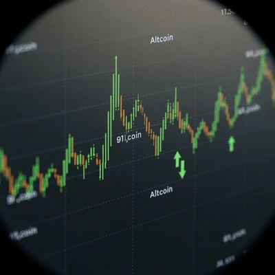 Digital representation of cryptocurrency market trends with declining altcoin values and recovering signals