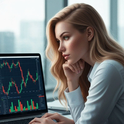 Person analyzing crypto charts on a laptop