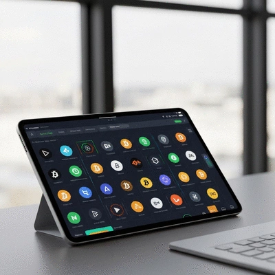 Diverse portfolio of cryptocurrencies on a digital trading platform