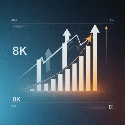 Digital representation of cryptocurrency market trends with upward arrows and growth